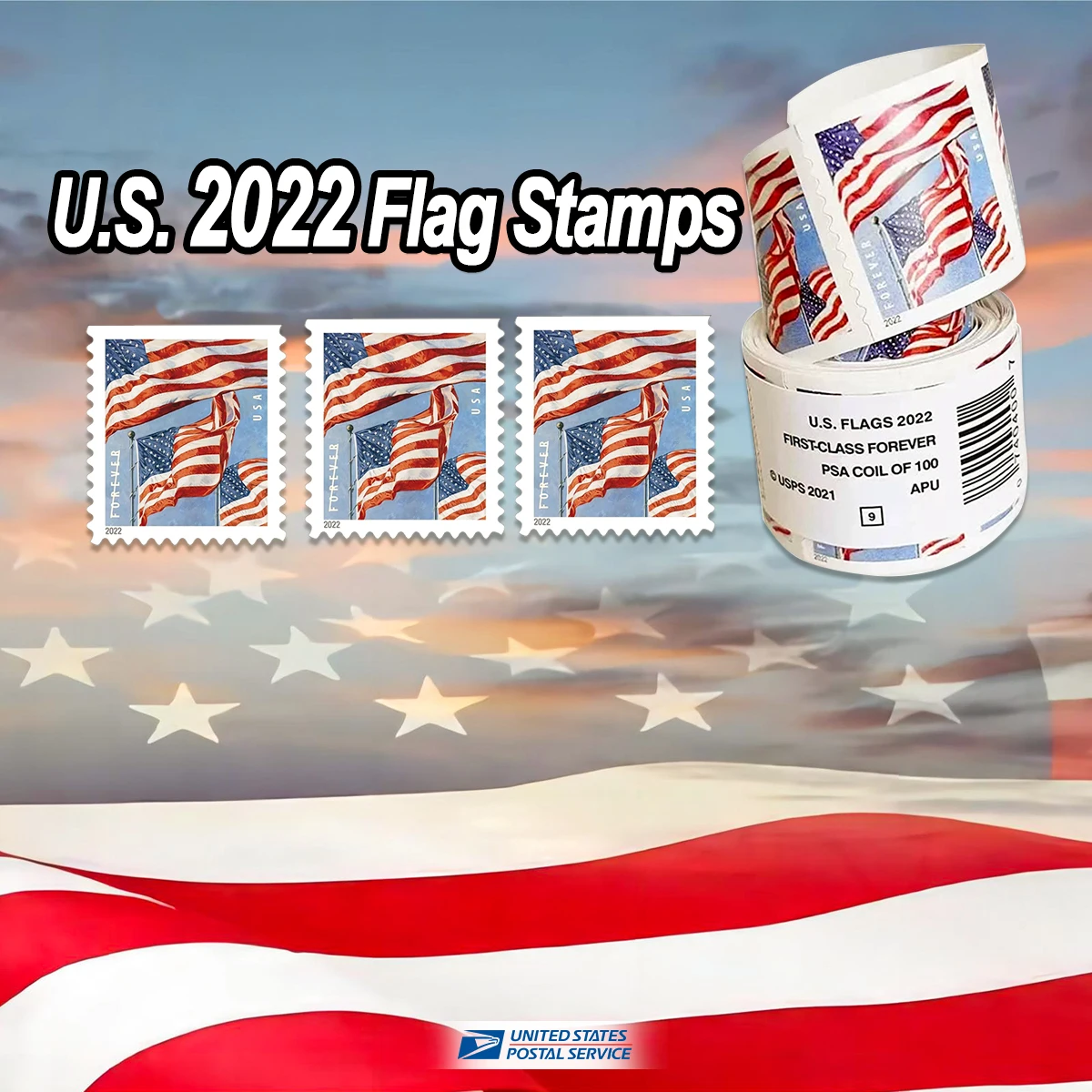 2022 U.S. Flag Forever Stamps 10 Rolls - Forever Stamps