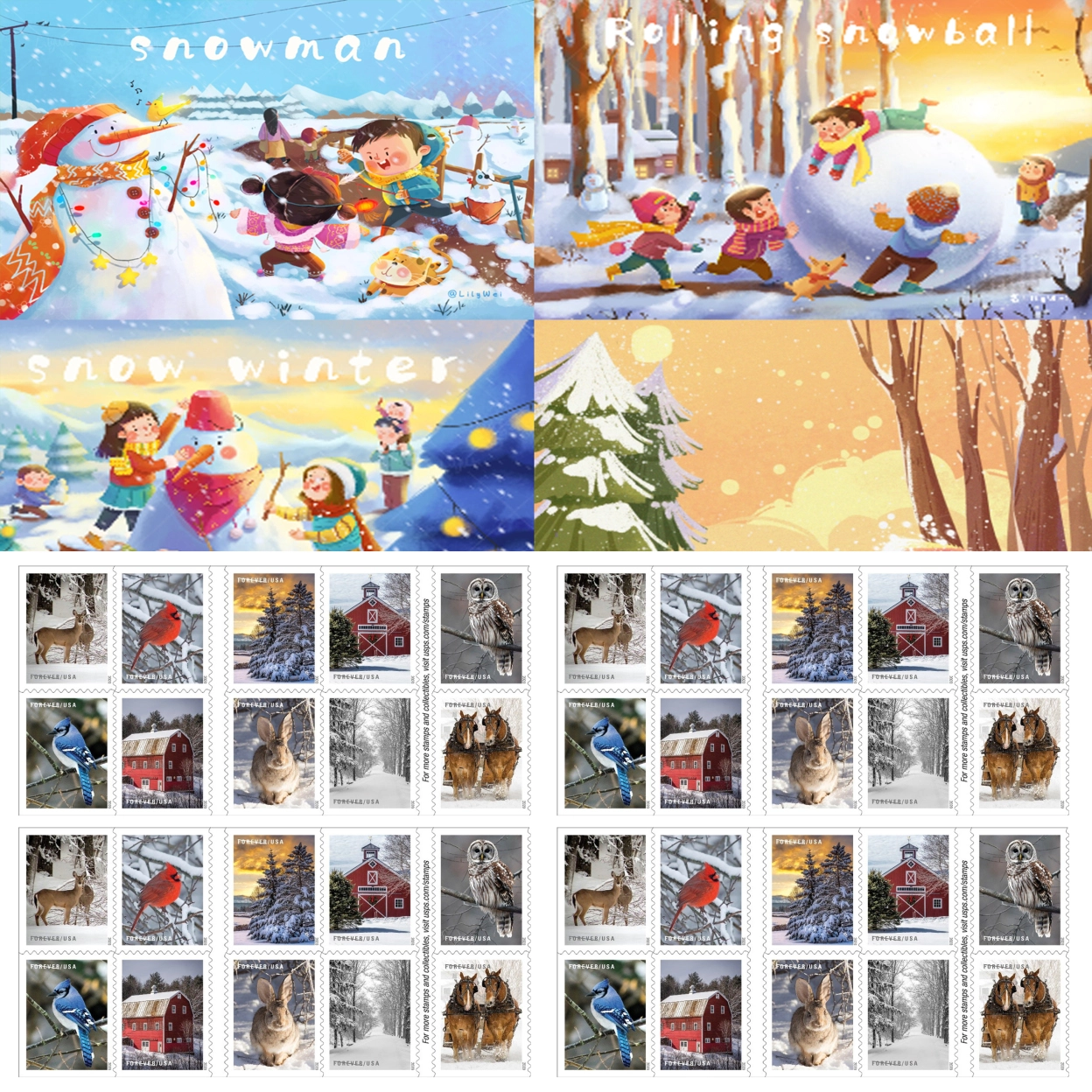 2020 Winter Scenes Stamps - Forever Stamps