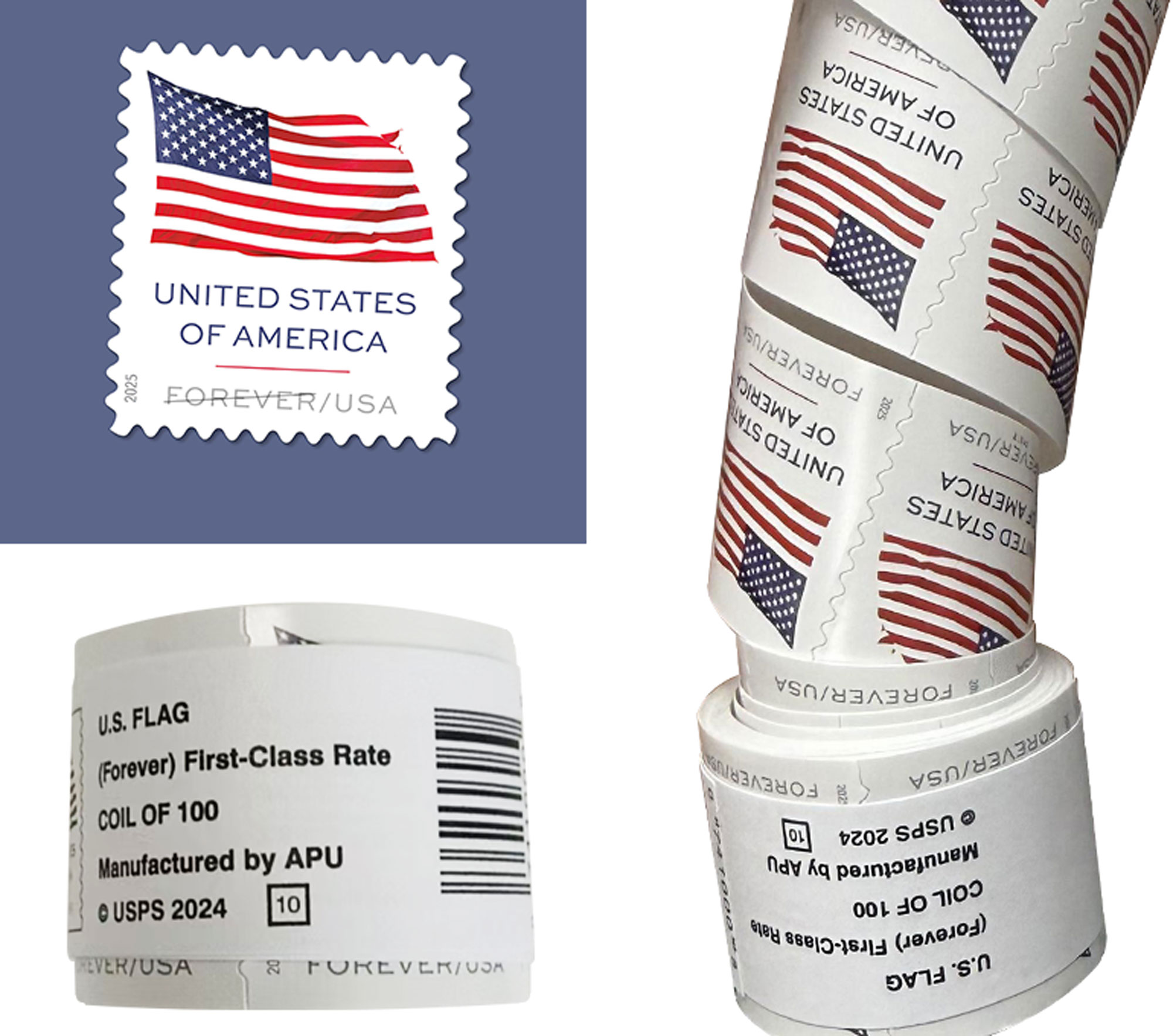 2025 U.S. Flag Stamps 10 rolls - Forever Stamps