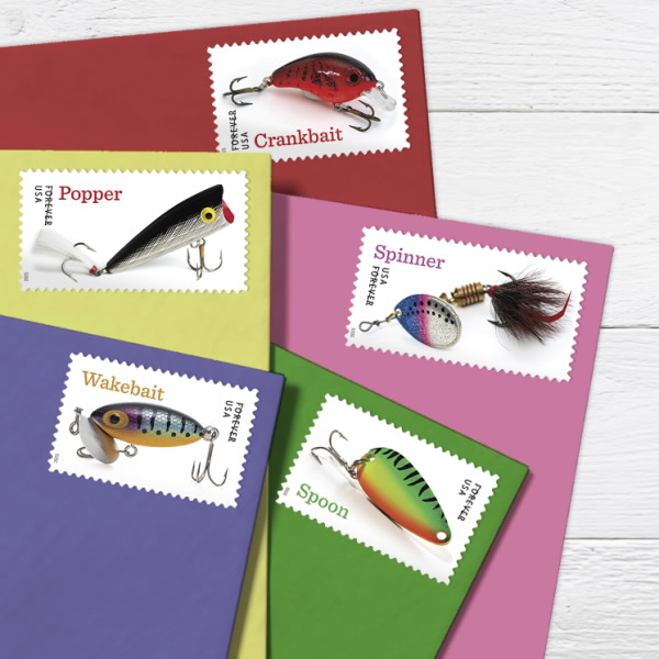 2025 Freshwater Fishing Lures Stamps 100 pcs - Forever Stamps
