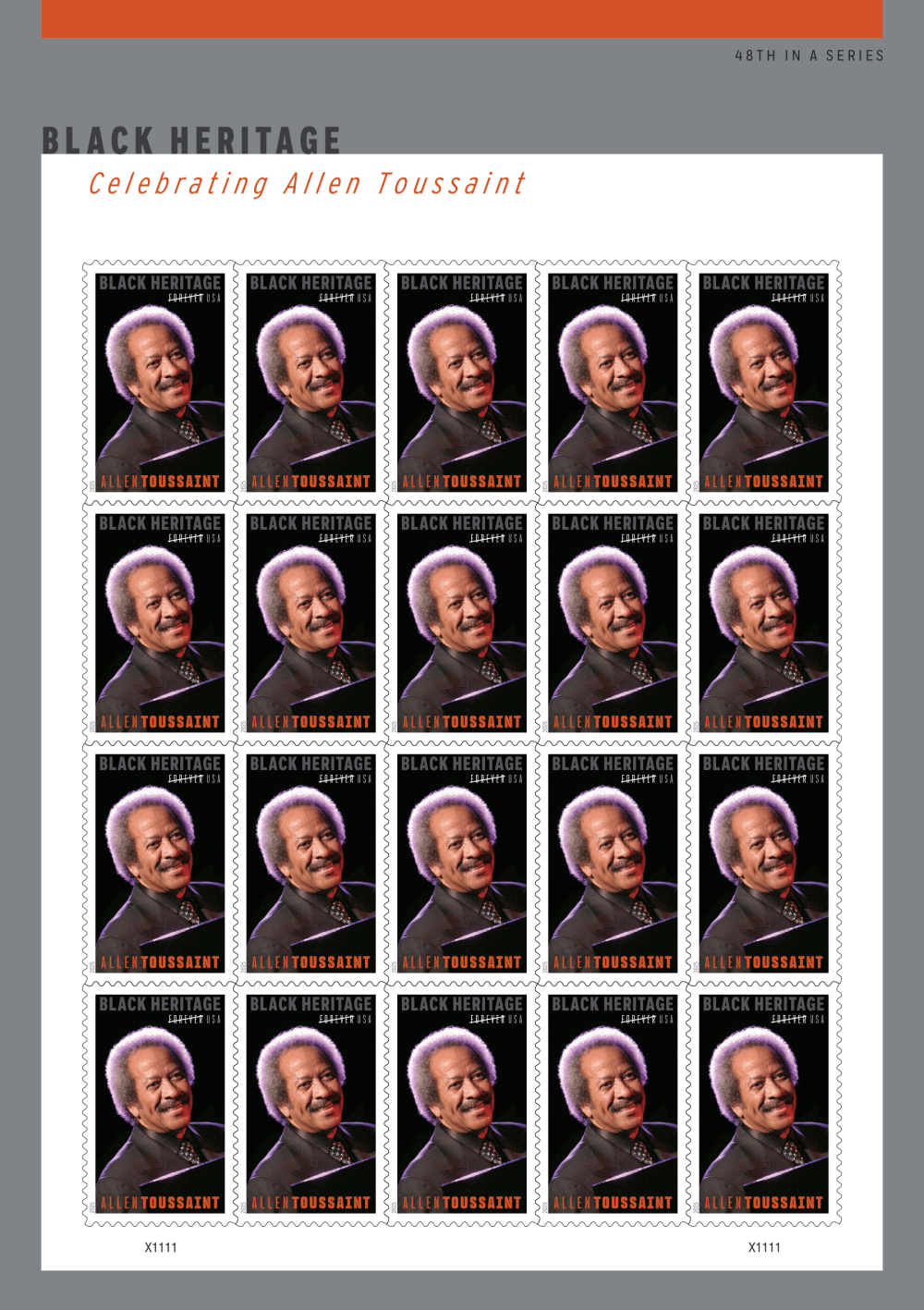 2025 Allen Toussaint Stamps 100 pcs - Forever Stamps